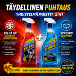 auton vanne- ja lasinpuhdistusaine setti 2in1