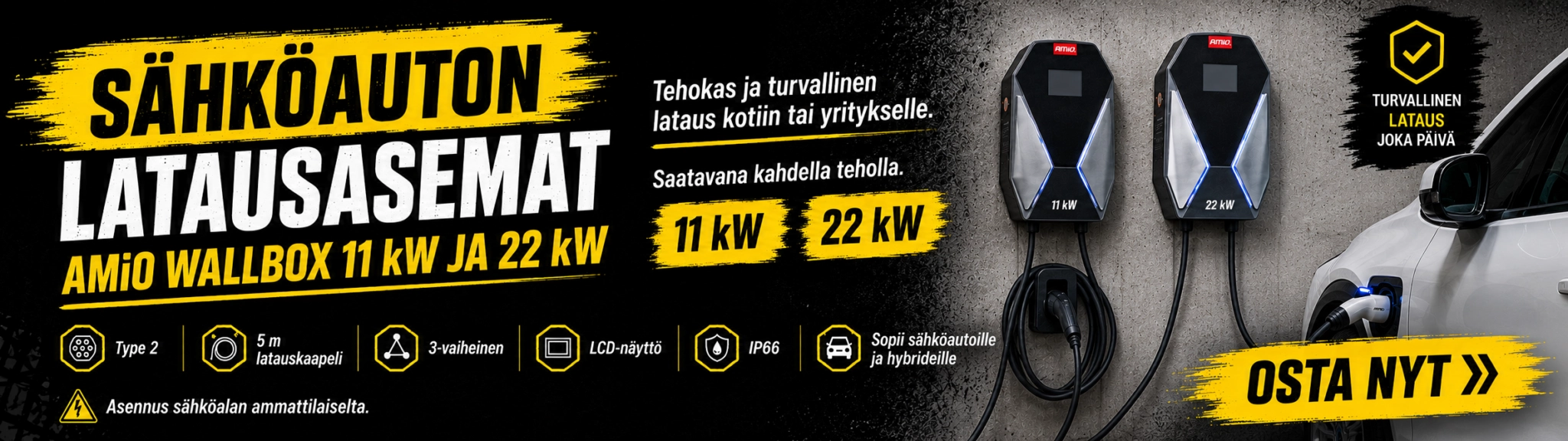 Sähköauton latausasemat kotiin