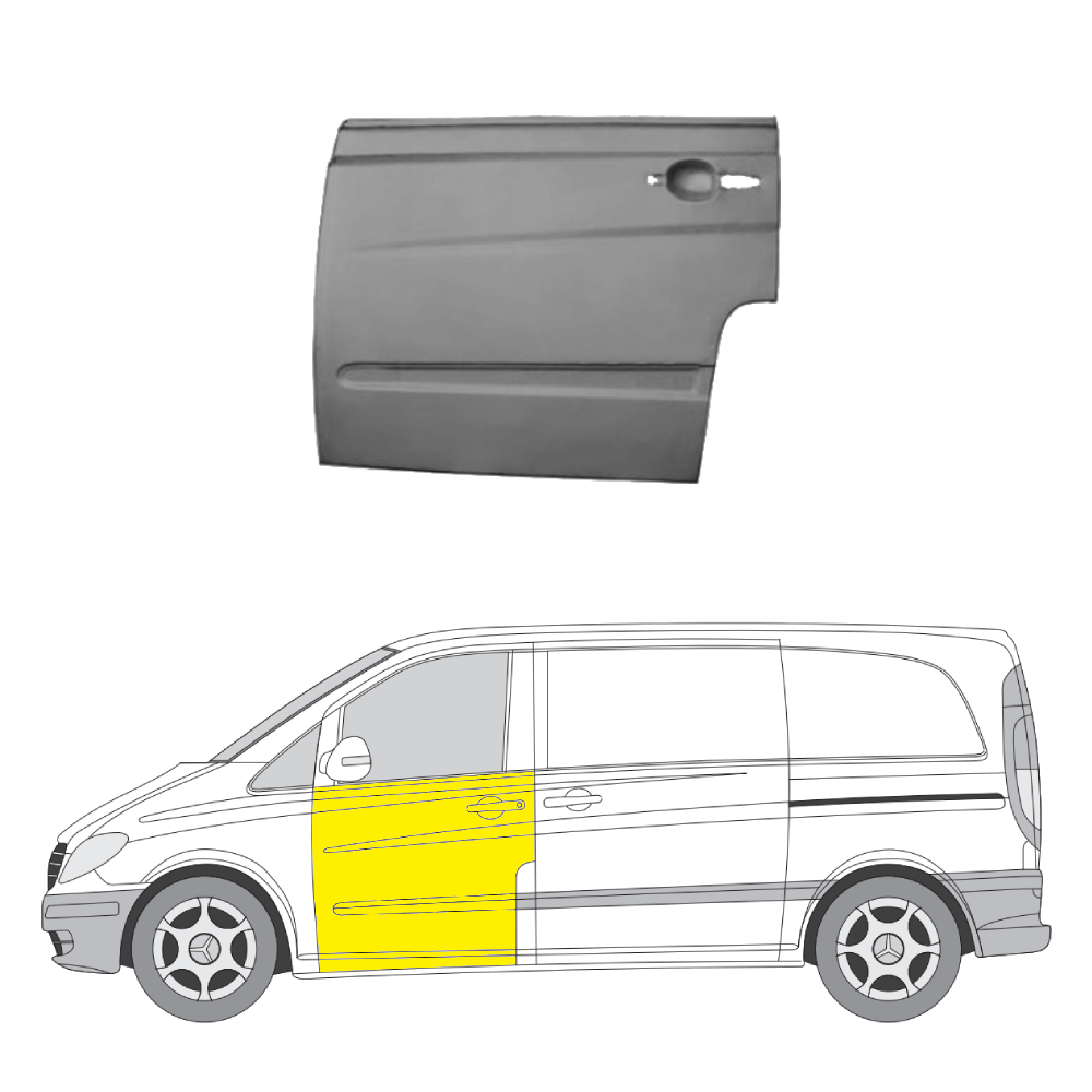 50404031 Etuoven ulompi korjauspaneeli ikkunaan asti vasen Mercedes-Benz VITO Bussi (W639) 2003–2014