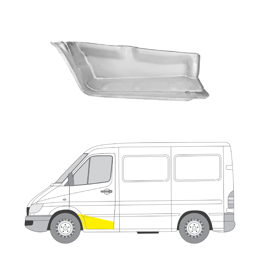 50623911 Etuaskelman sisäkorjauspelti vasen Mercedes-Benz SPRINTER 2-t Lava / alusta (B901, B902) 1995–2006