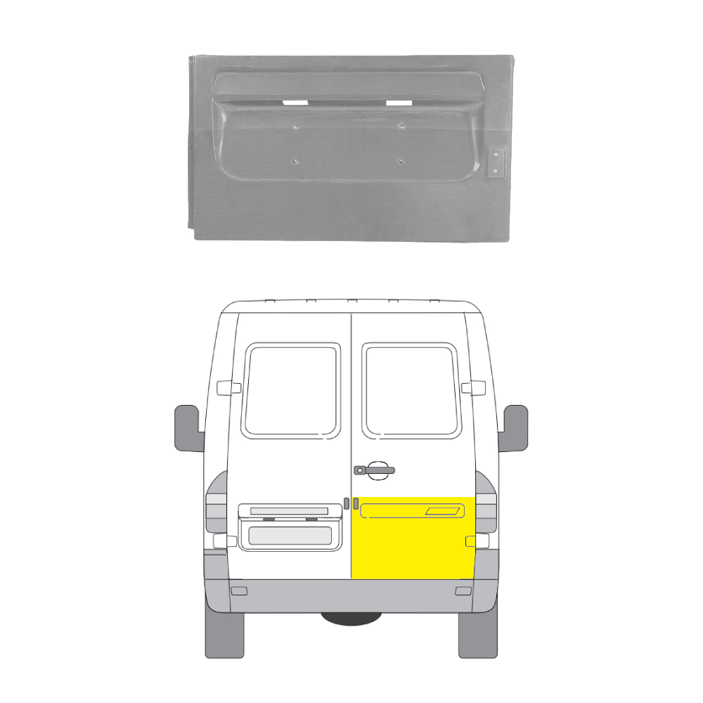 50624042 Takaoven alaosan korjauspelti oikea Mercedes-Benz SPRINTER 2-t Umpikori (B901, B902) 1995–2006