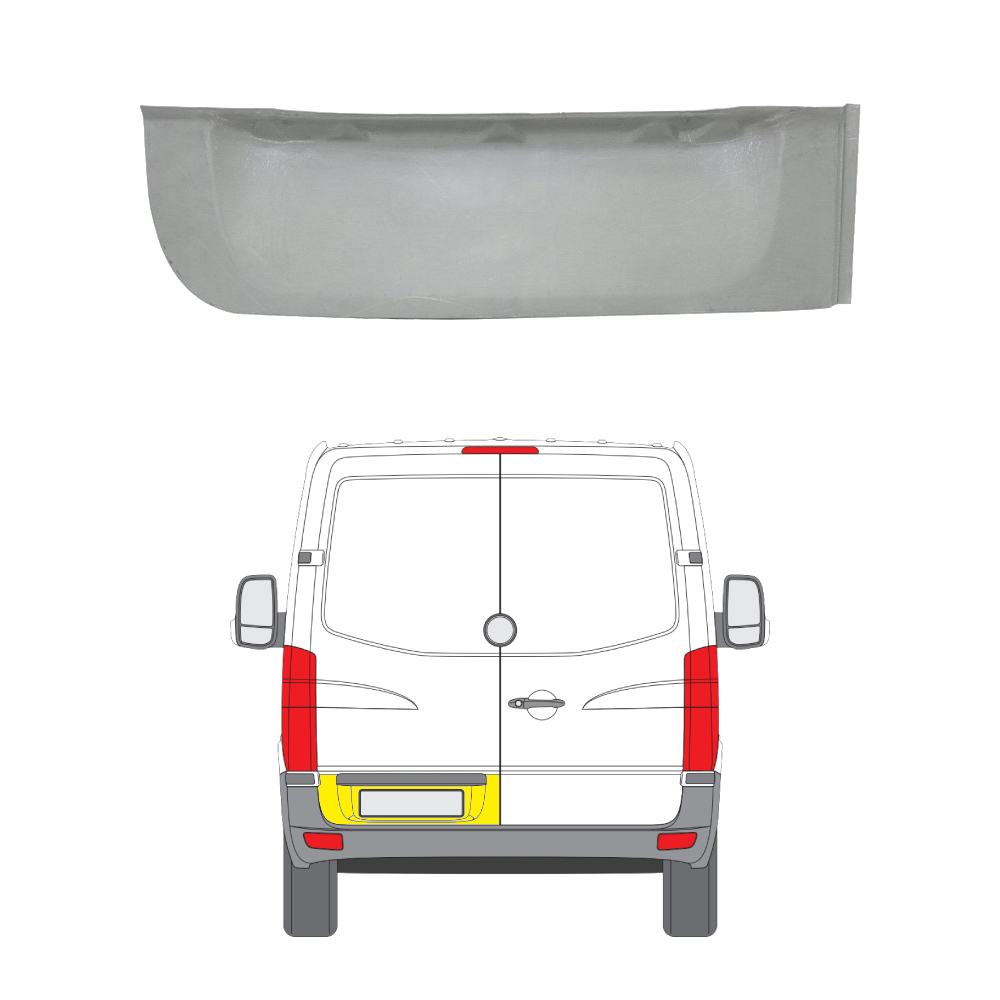 506540-7 Takaoven alaosan korjauspelti vasen Mercedes-Benz SPRINTER 3-t Bussi (B906) 2006–2018