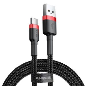 USB to USB-C cable Cafule 3A 1m black&red