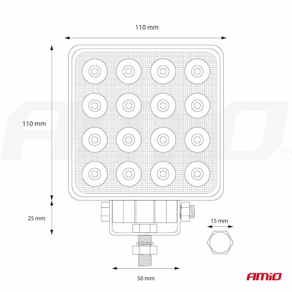 Working lamp AWL10 16LED FLOOD 9-36V