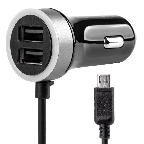 Car charger PCH PRO-01 microUSB+2xUSB 2.4A 12/24V