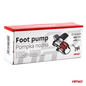 HQ Double piston 2xO45mm foot pump with pressure gauge and adapters PU07