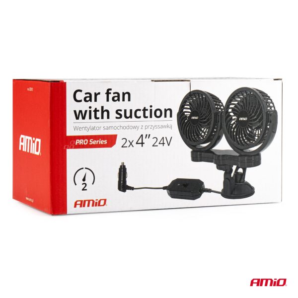 Car fan with suction 2x4" 24V