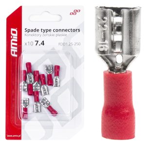 Spade type connectors 7.4mm 0.5-1.5mm2 10A 10 pcs