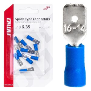 Spade type connectors 6.35mm 1.5-2.5mm2 15A 10 pcs