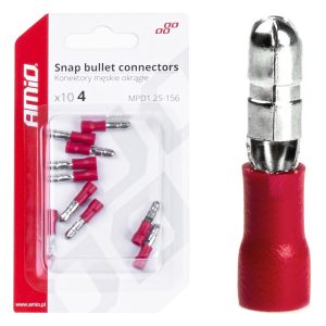 Snap bullet connectors 4mm 0.5-1.5mm2 10A 10 pcs