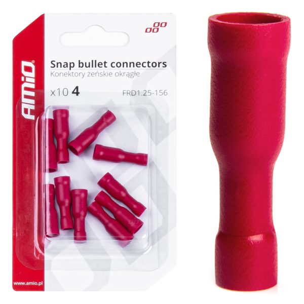 Snap bullet connectors 4mm 0.5-1.5mm2 10A 10 pcs