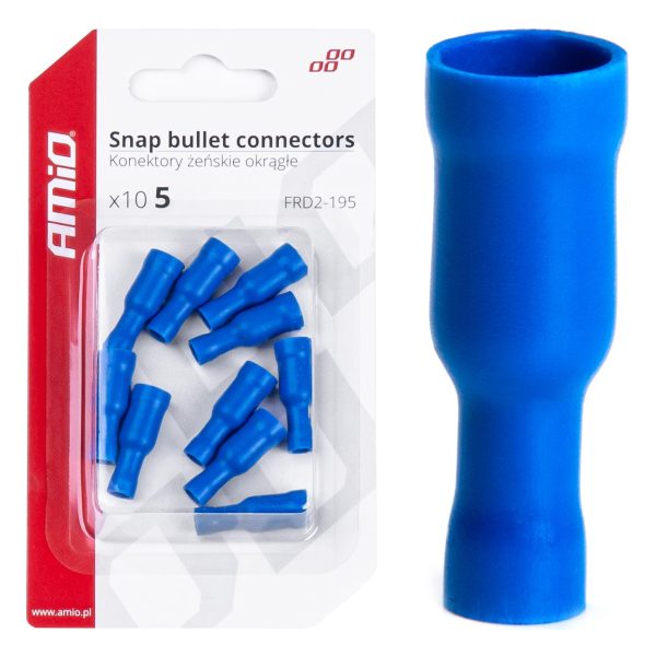 Snap bullet connectors 5mm 1.5-.25mm2 15A 10 pcs