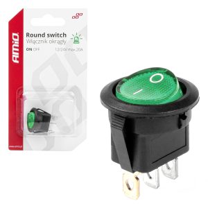 Round switch with Green Light 12/24V 20A ON/OFF