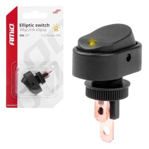 Elliptic switch with yellow Light 12/24V max 30A ON/OFF