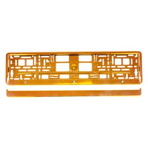 License plate frame metallic orange