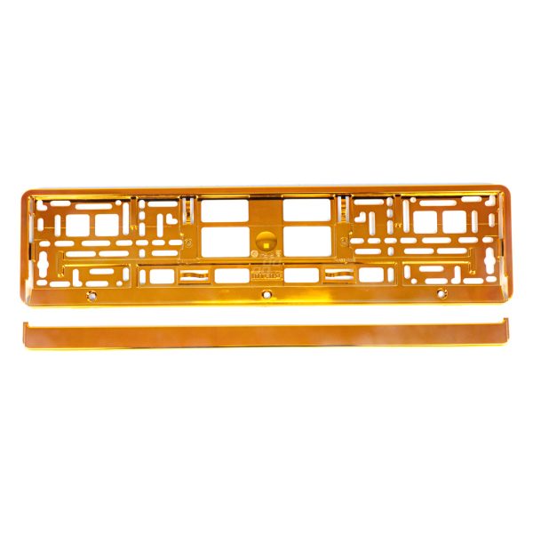 License plate frame metallic orange