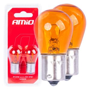 Halogen bulbs PY21W BAU15S 12V AMBER 2pcs blister