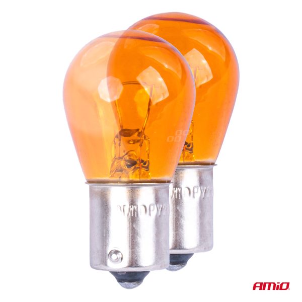 Halogen bulbs PY21W BA15S 12V AMBER 2pcs blister