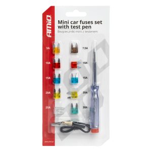 Car blade MINI fuses with test pen AMIO-03524