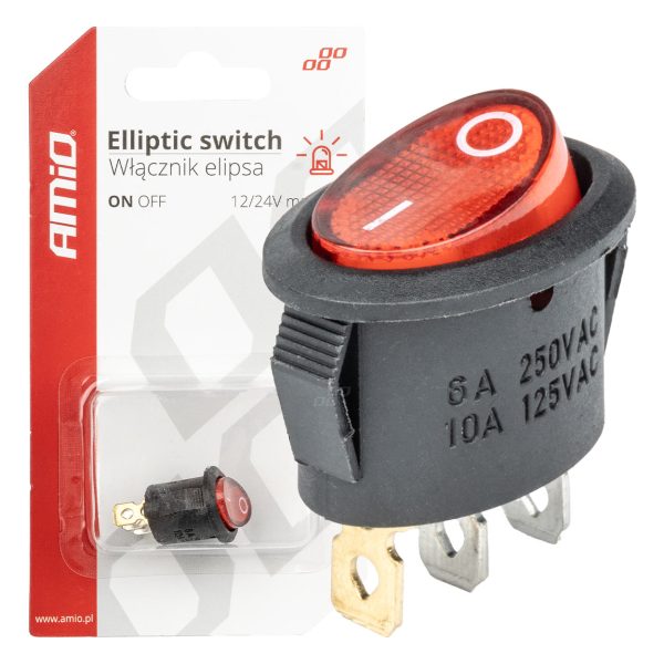 Eliptic switch 12V/230V (with red light) BU02