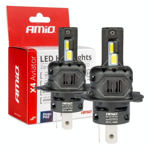 LED Headlights X4-series AVIATOR H4/H19 6500K max 44W AMIO-03763