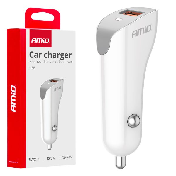 Car charger USB-A 2.1A 12/24V AMiO-03873