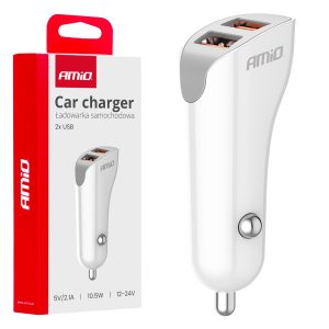 Car charger 2x USB-A 2.1A 12/24V AMiO-03874