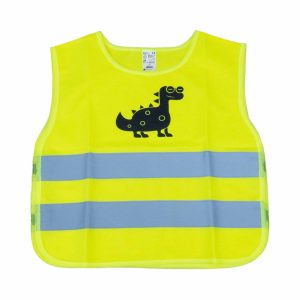 Safety vest for kids yellow with certyficate DINOSAUR AMIO-03936