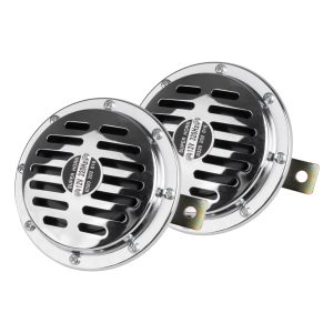 Horn sound signal chrome 125 mm 12V AMIO-04074