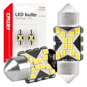 LED CANBUS bulbs 12SMD Festoon C5W 2016 31mm White 12/24V AMIO-04235