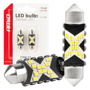 LED CANBUS bulbs 12SMD Festoon C5W 2016 36mm White 12/24V AMIO-04236