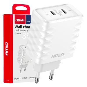 Wall charger Quick Charger 35W 2xUSB-C AMIO-04288