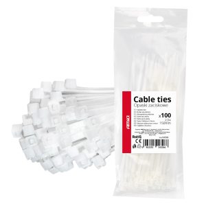 White cable ties 2.5×150mm 100 pcs. AMIO-04306