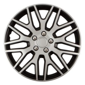 Hubcap DAKAR NC 14"  SILVER&BLACK with chrome nuts