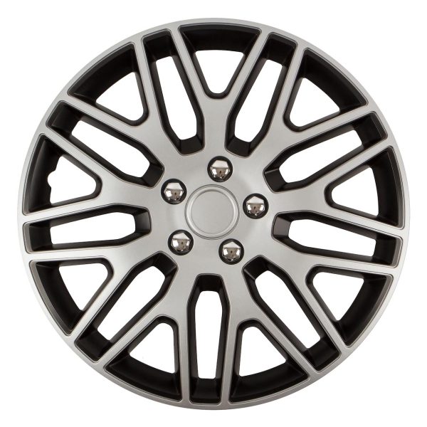 Hubcap DAKAR NC 17" SILVER&BLACK with chrome nuts