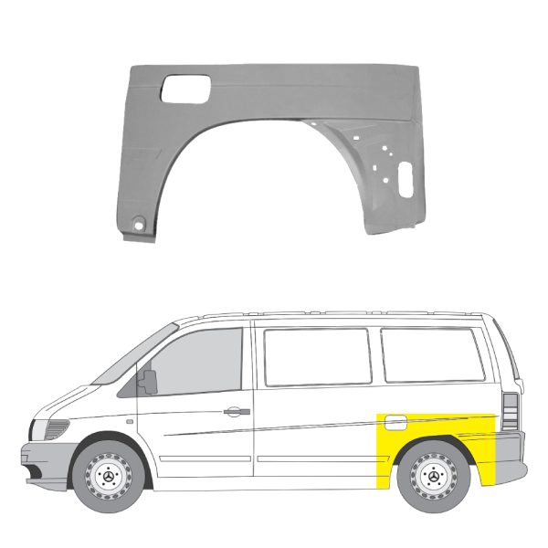 Takalokasuoja vasen MB Vito/V-sarja (638) 1996-2003