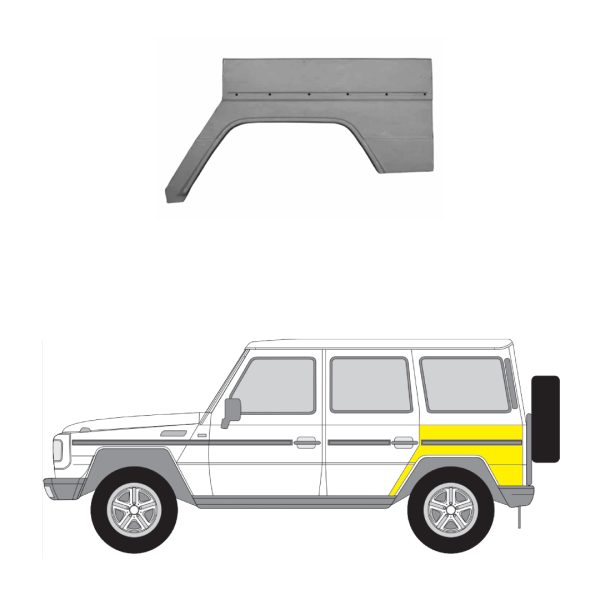 Takalokasuoja vasen MB G-Sarja (W460/W461) 1979-2018 (3-ovisiin)