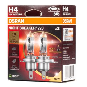 Halogen Bulb Osram H4 12V 60/55W P43t NIGHT BREAKER 200 /2 pcs