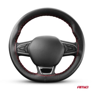 Stiching steering wheel cover black with red thread 38-39 cm