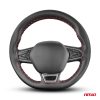 Perforated Stitching steering wheel cover black with red thread 38-39 cm