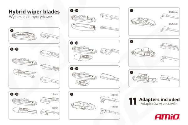 Hybrid wiper blade multiconnect 14" (350mm) 11 adapters