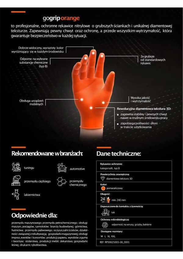 Nitrile gloves GoGrip  orange size M