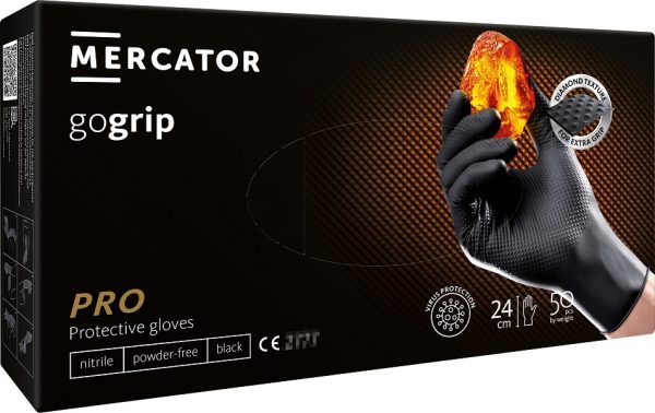 GoGrip Nitriilikäsine musta koko L (50 kpl)