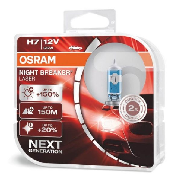 Halogen Bulb Osram H7 12V 55W PX26d NIGHT BREAKER LASER +150%  /2pcs